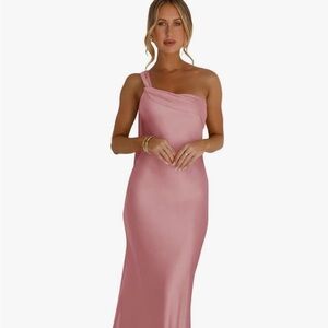 Elegant Pink One-Shoulder Dress
